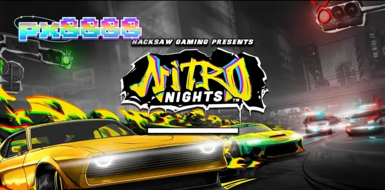 Tampilan visual neon dan mobil balap dalam slot Nitro Nights